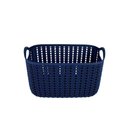 Ver imagem 1 de Cesto Trançado Retangular Alto Pequeno Azul Noite Mor