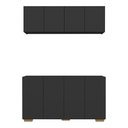 Ver imagem 5 de Kit Bar Armário Aéreo e Aparador 4 Portas Multimóveis Mp1087 Preto/natural