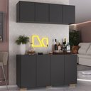 Ver imagem 2 de Kit Bar Armário Aéreo e Aparador 4 Portas Multimóveis Mp1087 Preto/natural