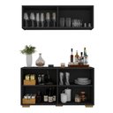 Ver imagem 4 de Kit Bar Armário Aéreo e Aparador 4 Portas Multimóveis Mp1087 Preto/natural