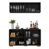 Kit Bar Armário Aéreo e Aparador 4 Portas Multimóveis Mp1087 Preto/natural - 4