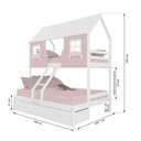 Ver imagem 3 de Beliche Casal/ Solteiro Casinha Encantada com 02 Gavetas Madeira Maciça Rosa/ Branco Megamobilia