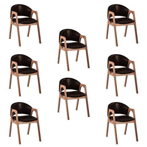 Kit 8 Cadeiras Decorativa Sala de Jantar Luxo Larissa Facto Marrom - Mozzelar