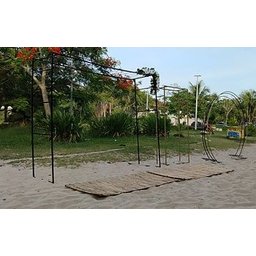 Kit Gazebo + Esteira de Palha Taboa para Decorar Jardins com Flores, 250cm Portátil e Desmontável - 5