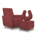 Ver imagem 1 de Kit Amamentação Poltrona + Puff + Almofada Julia Suede Bordo