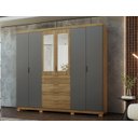 Ver imagem 1 de Guarda-Roupa Dubai Ouro 235cm MDF c/ Vidro Reflecta - Nature Alaca  Vila Rica