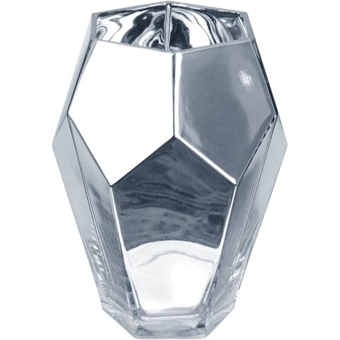 Vaso Decorativo Enfeite Planta Geométrico Vidro 15x12x12cm Prata