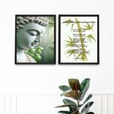 Ver imagem 1 de Kit 2 Quadros Princípios do Reiki - Buda 45x34cm:madeira Preta