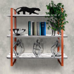Prateleira Tripla Nicho Hone Modelo Industrial Decoração Casa 60x15 Cobre/Vulcano - 2