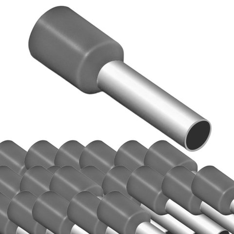Kit 200 Terminal Tubular Simples 4,00mm-e4012 Cinza Sibratec