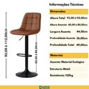 Ver imagem 3 de Kit 2 Banqueta Alta Elegance Estofada com Base Giratória e Regulagem de Altura - Marrom