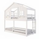 Ver imagem 3 de Beliche Infantil Montessori com Varanda e Grade Proteção Casinha Dos Sonhos Madeira Maciça Branco