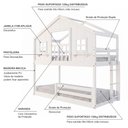 Ver imagem 5 de Beliche Infantil Montessori com Varanda e Grade Proteção Casinha Dos Sonhos Madeira Maciça Branco