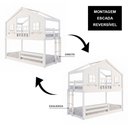 Ver imagem 6 de Beliche Infantil Montessori com Varanda e Grade Proteção Casinha Dos Sonhos Madeira Maciça Branco