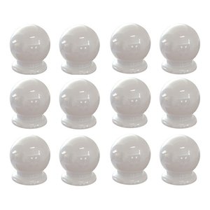 Kit com 12 Puxadores para Gaveta Cômoda Armário Guarda Roupa Formato de Bolinha Plástico Branco