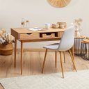 Ver imagem 5 de Mesa Escrivaninha Retro Madeira 2 Gavetas 1 Nicho Stefano Idimex