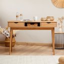 Ver imagem 1 de Mesa Escrivaninha Retro Madeira 2 Gavetas 1 Nicho Stefano Idimex