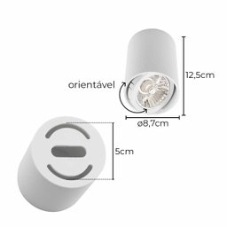 Spot Sobrepor Redondo 8,7cm Abs Branco P/ Ar70 Gu10 Sz293s Megalux St3034 - 2