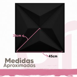 Kit C/10 Placas Estrelar Preta Efeito Gesso Geométrico Lavável 50cmx50cm - 3