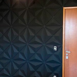 Kit C/10 Placas Estrelar Preta Efeito Gesso Geométrico Lavável 50cmx50cm