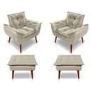 Ver imagem 1 de Kit C/02 Poltronas Opala + 02 Puff Opala Elegante Suede Bege