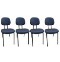 Ver imagem 1 de kit 4 Cadeiras de Escritório Secretaria Fixa Pé Palito Tecido JSerrano Azul Com Preto para Recepção