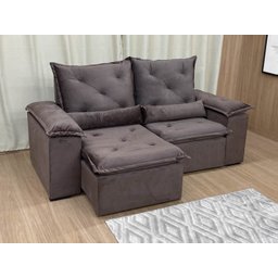 Sofá Retrátil Reclinável 2,30 M Marrom 500 Athenas Premium - 4