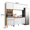 Ver imagem 4 de Cozinha Modulada Completa Andréia 240cm com Tampo MDP - Amêndoa Branco AJL