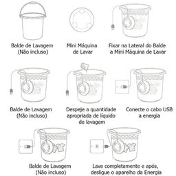 Mini Maquina Lava Roupas Rotativo Panos no Balde USB Portatil Lavadoura - 4