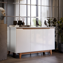 Ver mais imagens de Aparador Buffet 3 Portas Moderno Multiuso Retro MDF/MDP Branco Flow