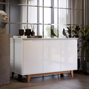 Ver imagem 6 de Aparador Buffet 3 Portas Moderno Multiuso Retro MDF/MDP Branco Flow