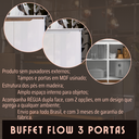 Ver imagem 2 de Aparador Buffet 3 Portas Moderno Multiuso Retro MDF/MDP Branco Flow
