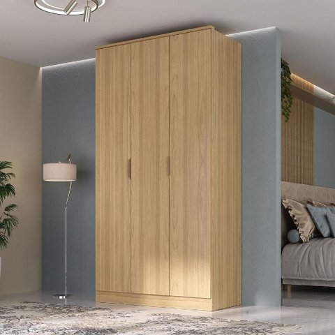 Guarda Roupa Solteiro 1,20m c/ 3 Portas de Abrir 100% MDF Cor:Olmo