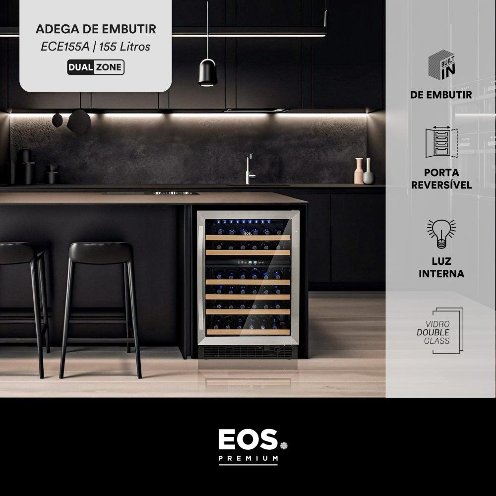 Adega Climatizada de Embutir 54 Garrafas Eos Premium Dual Zone com Compressor e Porta Vidro e Inox - 4