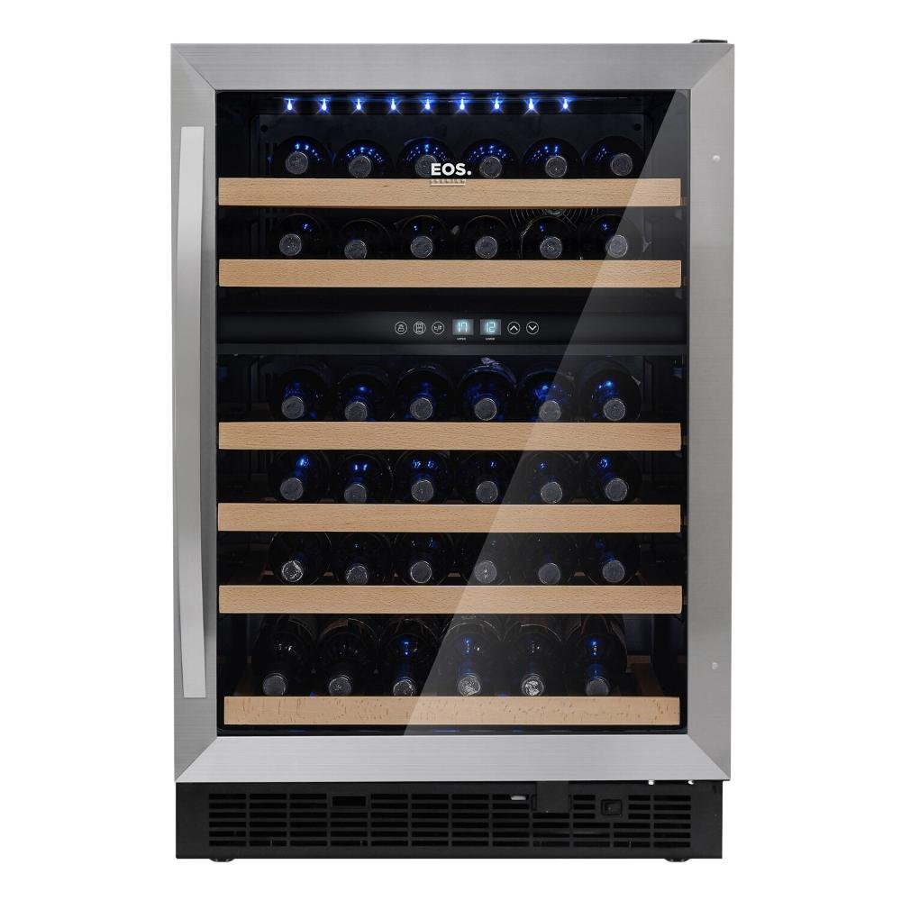 Adega Climatizada de Embutir 54 Garrafas Eos Premium Dual Zone com Compressor e Porta Vidro e Inox