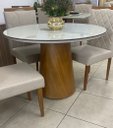 Ver imagem 1 de Mesa de Jantar Cone Base Mel com Tampo Redondo 100cm Mel/Off/Mell