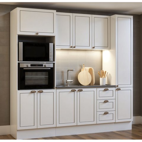 Cozinha Compacta Modulada com Rodapé e Torre Quente 7 Peças 240cm Friz Genialflex