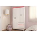Ver imagem 1 de Guarda Roupa Solteiro 4 Portas e 2 Gavetas Lotus Branco/rosa - Demóbile