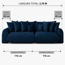 Ver imagem 4 de Sofá Retrátil 5 Lugares Veludo Armani 2,70 Mts Azul