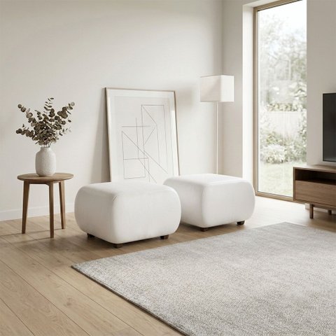Puff Sala KIT2 Orgânico Nara 60 cm Base Fixa Decorativo Sintetico PU D03 - D'Rossi