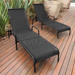 Kit 2 Espreguiçadeiras Catar para Jardim e Piscina - Preto - 2