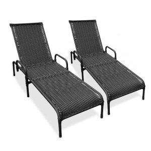 Kit 2 Espreguiçadeiras Catar para Jardim e Piscina - Preto
