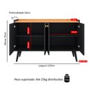 Ver imagem 6 de Aparador Buffet Cantinho Café 4 Portas Puxador Concha Prateleira Organizadora Retrô - Preto/cinamomo