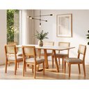 Ver imagem 1 de Mesa Jantar 180cm Retangular 6 Lugares Tampo MDF Off White com Freijó e Bege Rústico Dalla Costa