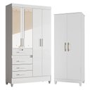 Ver imagem 1 de Guarda Roupa Infantil Sobral com Espelho e Armário Multiuso Jade Branco Brilho – Moval
