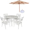 Ver imagem 1 de Conjunto de Mesa com 4 Cadeiras Aluminio Fundido + Guarda Sol Bege