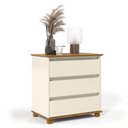 Ver imagem 2 de Mesa De Cabeceira Mini Cômoda 3 Gavetas Off White/Freijo