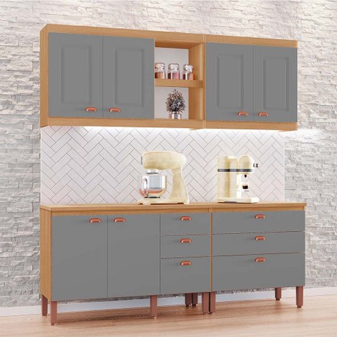 Cozinha Genebra Modulada Composta por 04 Módulos 100% Mdf com Armários e Balcões