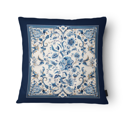 Kit 3 Capas de Almofada 43x43cm Microfibra Floral Azulejo Floral Azul