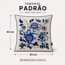 Ver imagem 6 de Kit 3 Capas de Almofada 43x43cm Microfibra Floral Azulejo Floral Azul